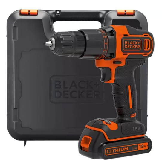 BLACK + DECKER 18 V Cordless Hammer Drill - Orange & Black