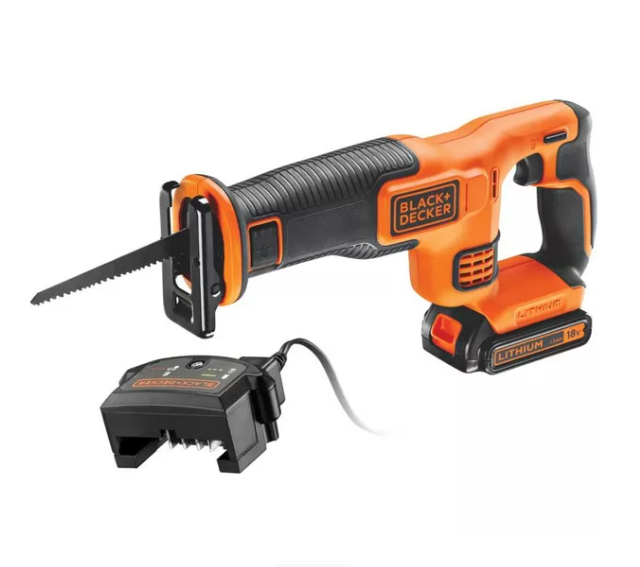 BLACK + DECKER 18V Cordless Reciprocating Saw - Black & Orange